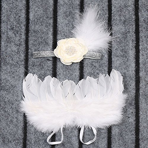 Newborn Photography Props with Angel Wings Chic Flower Lace Headband for Baby Girl Boy Toddler Camera Photo Accessories Posing Backgroud Cute Cupid Costume Outfit Children's Day Party Birthday Gift