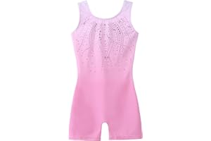 Arshiner Leotards for Girls Gymnastics with Shorts Color Gradient Shiny Diamond Kids Biketard
