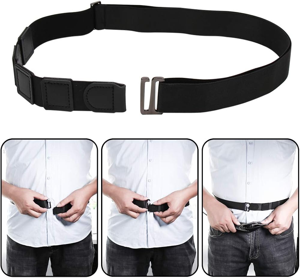 Milylove Mens Shirt Stay Black Tuck It Belt Non-slip Wrinkle Bandage Super Belt for Formal and Professional Attire: Clothing