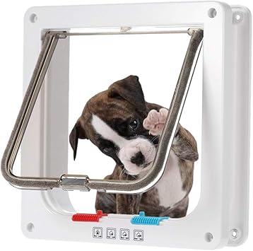 Nrybh Cat Flaps For Upvc Doors Dog Door Small Middle 4 Way Locking Cat Flap Wall Mount Pet Door For Pets Safe With Weatherproof Brush Sealed Flap M Amazon Co Uk Pet Supplies