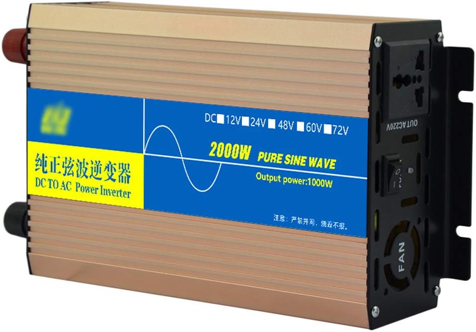 Hermsi Pure Sine Wave Solar Power Inverter, DC 12V to AC 220V Converter, for RV Car Camping Travel