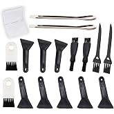 Black Scrapers Brushes and Spoons Kit for Herb Grinder 8 Pcs Scrapers 6 Pcs 3 Types of Brushes 2 Pcs Spoons and A Storage Box