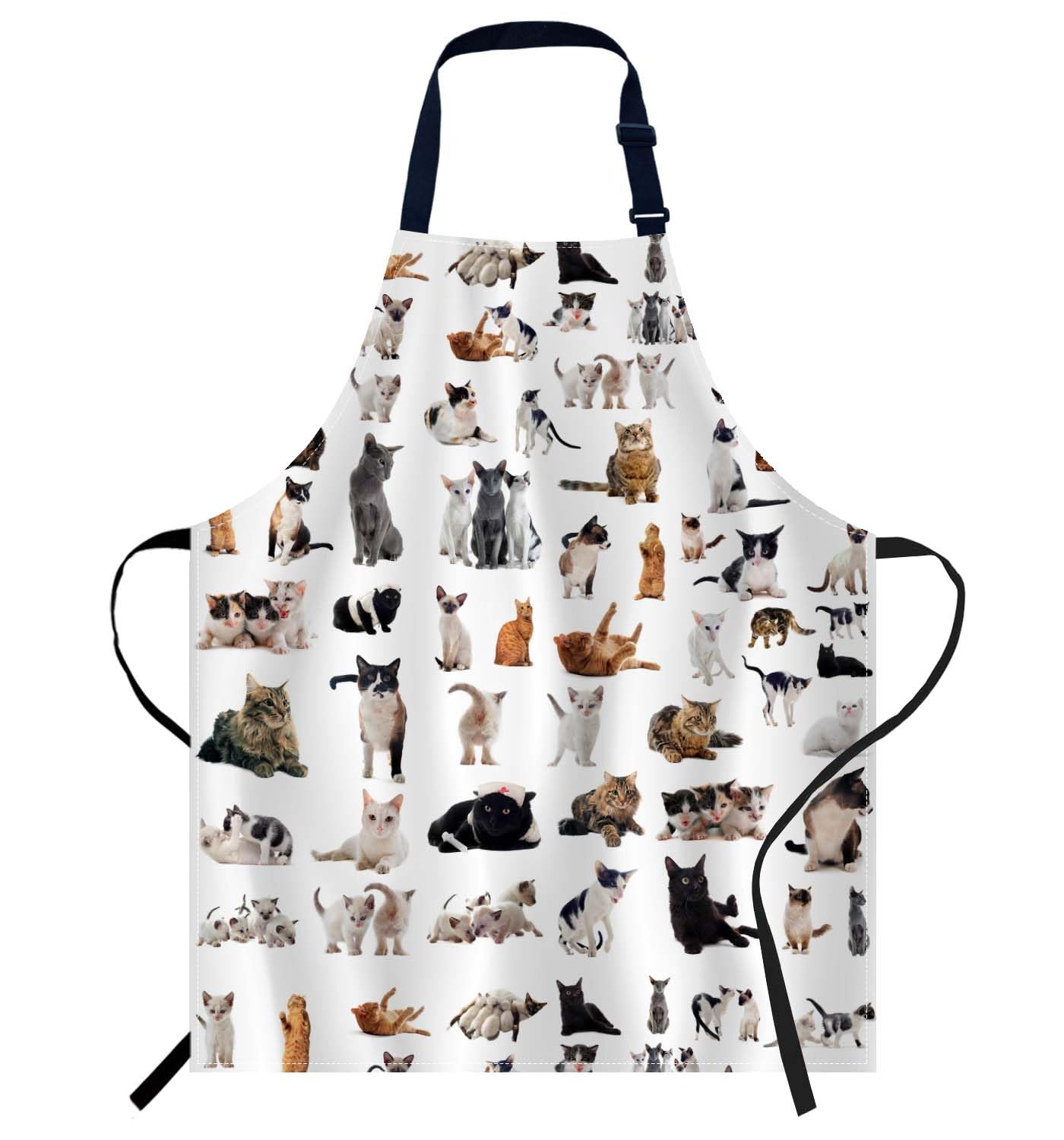 Smooffly Cats Adjustable Bib Apron for Home Kitchen, Restaurant, Coffee House
