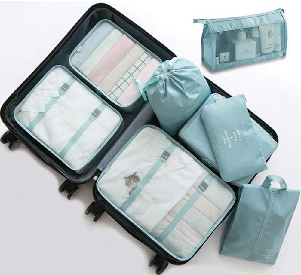 Travel Packing Cubes, Toifucos Multifunction 8pcs/set Luggage Organiser Compression Suitcase Essential Bag, Blue - Image 3