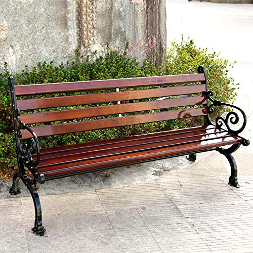 Chair Massivholz Gartenbank, Außenterrasse 2 Sitze Eisen Massivholzbank, Korrosions- Und Rostschutz – Bild 4