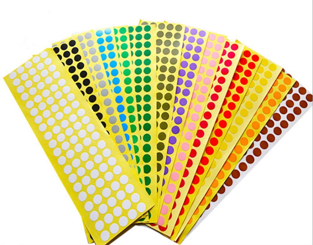 CHSYOO 32 Sheets 3200 Pieces Colored dot Stickers for Labeling, Round Coding Labels for Crafts and Arts, 16 Colours