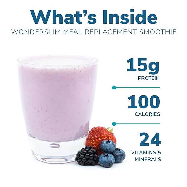 WONDERSLIM MEAL REPLACEMENT SMOOTHIE, BERRY YOGURT, 15G PROTEIN, 24 VITAMINS & MINERALS, GLUTEN FREE (7CT)