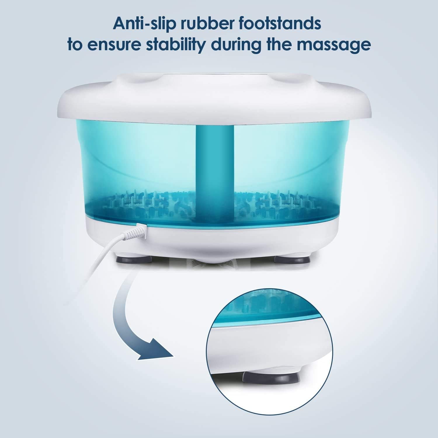 Foot Spa/Bath Massager with Heat Bubbles Vibration 3 in 1 Function, 4 Massaging Rollers Pedicure for Tired Feet Stress Relief Help Sleep Home Use: Health & Personal Care
