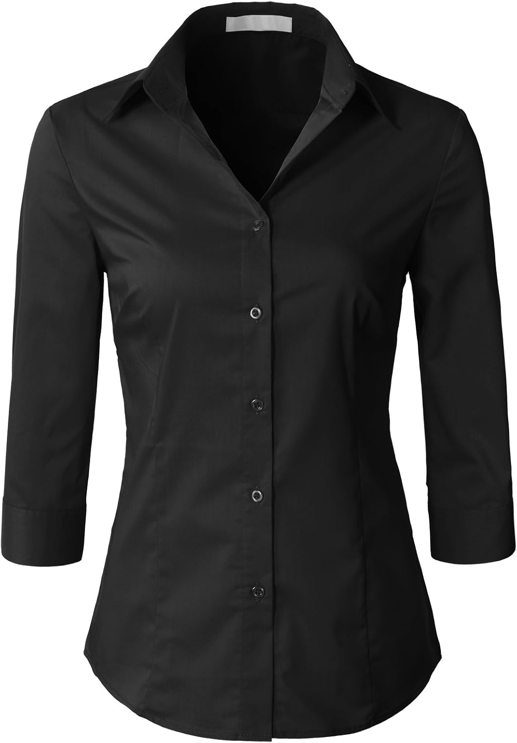 H2H Womens Office Formal Slim Fit 3/4 Sleeve Button Down Shirt Blouse Top Black XS Amazon.ca