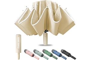 Damp away Windproof Travel Umbrella for Rain, Large Portable Reverse Folding Car Umbrella, Inverted Design, Compact Auto Open Close with Durable Waterproof Canopy, Fits Backpack/Women Men, 45.6 Inch