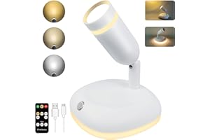 LEASTYLE Spotlights Indoor with Remote,4000mAh Rechargeable Spot Lights Indoor, Wireless LED Uplights Indoor with Night Light,3CCT,Mini Spotlight for Plant,Artwork,Accent Lighting(White)