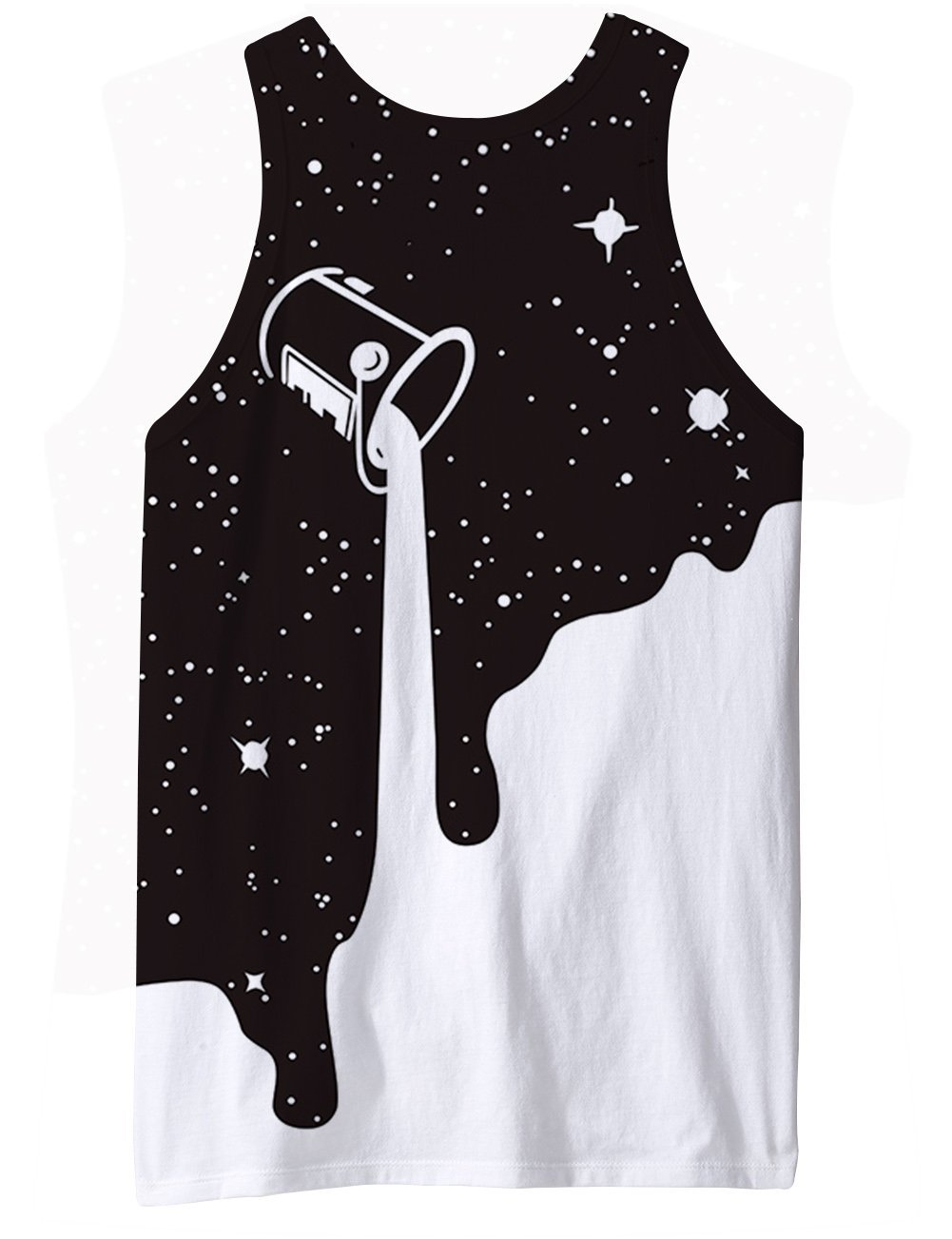 RAISEVERN Verter 3D Leche impresión Divertida del patrón Realista Underwaist de Gimnasia Tapas del Tanque Hombres Grande