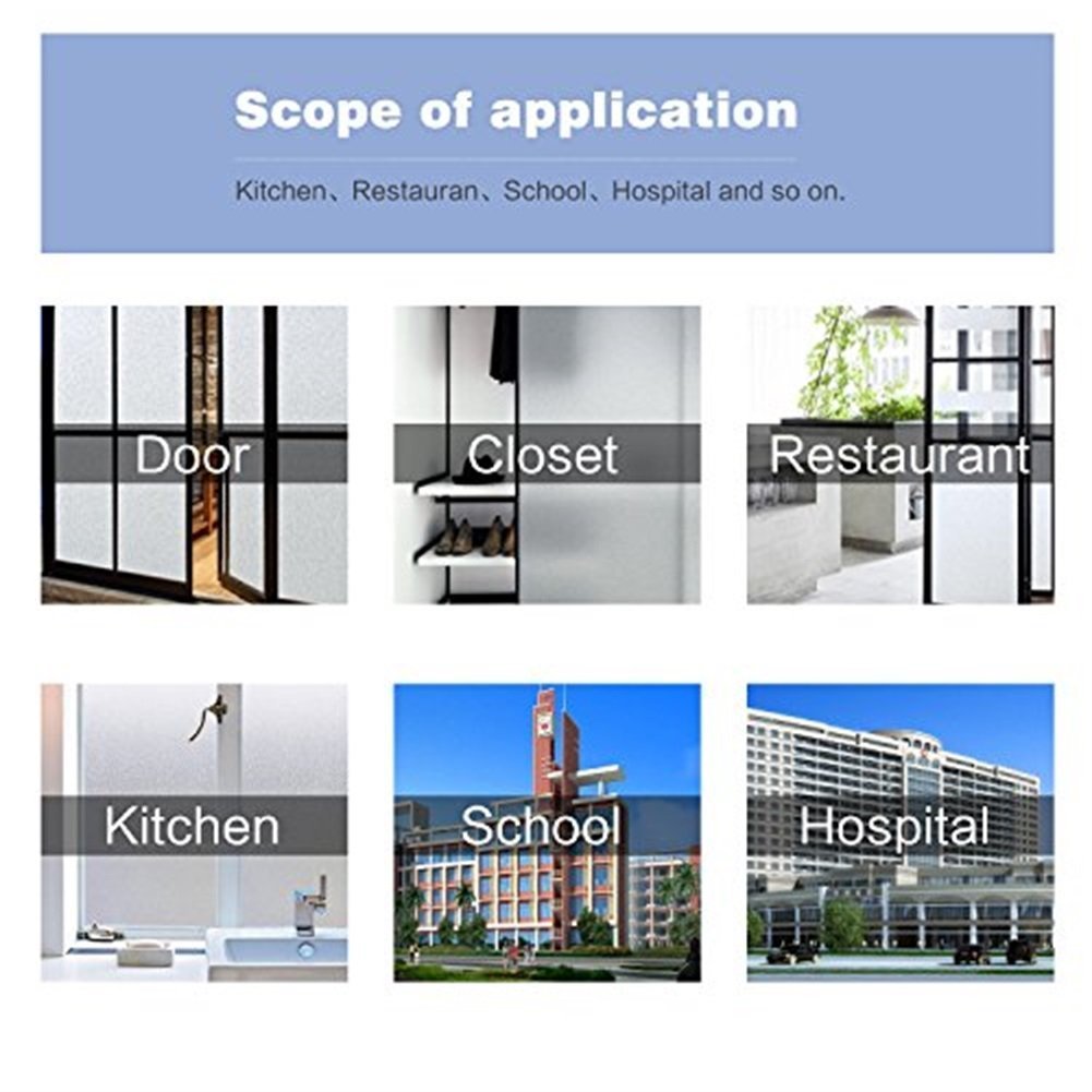 Xindinyi Frosted Static Cling Privacy Window Film with Self Adhesive For UV Blocking Heat Control Glass for Office Car School Home Bathroom Kitchen (17.3\