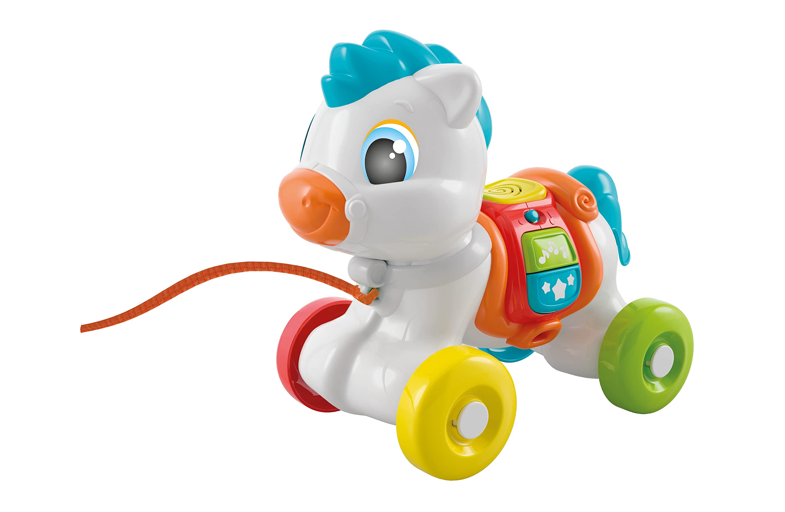 Clementoni- Along Pony Development & Activity Walker: First Steps Animal Push and Pull Toy for Learning and Motor Skills, Ideal for Toddlers (10+ Months)