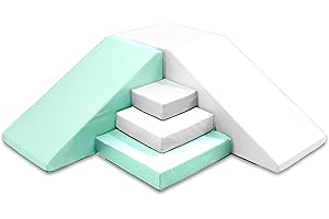 Foamnasium Corner Climber, Indoor Foam Playset, 6 Piece Soft Toddler and Active Kids Play Foam Climber for Crawling, Climbing, Sliding and Jumping, Made in The US, Mint