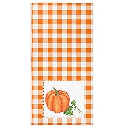 Pumpkin Plaid Hand Towels 16x30 in Orange Checked