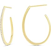 Amazon Essentials Pave CZ J-shaped Hoop Earring