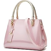 XingChen Glossy Women Handbag Shiny Patent Leather Top-Handle Bag Medium Shoulder Bag Tote Evening Purse Party Satchel
