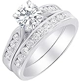 Houston Diamond District 1 to 6 Carat Cushion Shape LAB GROWN Diamond and LAB GROWN Diamond Wedding Bridal Set (AAAA Heirloom Quality)