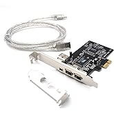 Padarsey PCIe 3 Ports 1394A Firewire Expansion Card, PCI Express (1X) to External IEEE 1394 Adapter Controller (2 x 6 Pin + 1 x 4 Pin) with Low Profile Bracket for Desktop PC and DV Connection