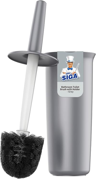 MR.SIGA Toilet Bowl Brush and Holder Gray 1 Pack
