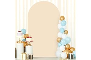 FOTSHARER Wedding Arch Backdrop Cover Beige 2.6x6FT Spandex Backdrop Stand Cover for Wedding Chiara Arch Covers Stretch Fabric for Baby Shower Birthday Party Banquet Decoration