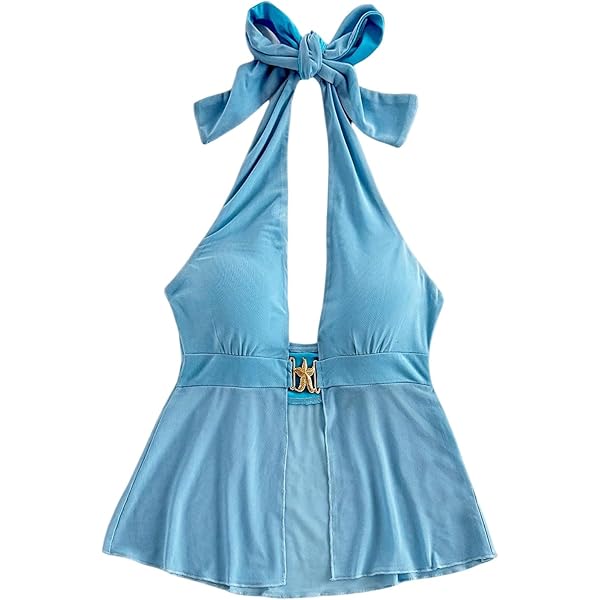 SOLY HUX Women's Bow Tie Back Tank Top - Cute Sleeveless Y2K Summer Crew Neck Tops