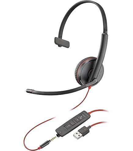 Amazon.com: Plantronics Blackwire C3215 Headset - Mono - Black