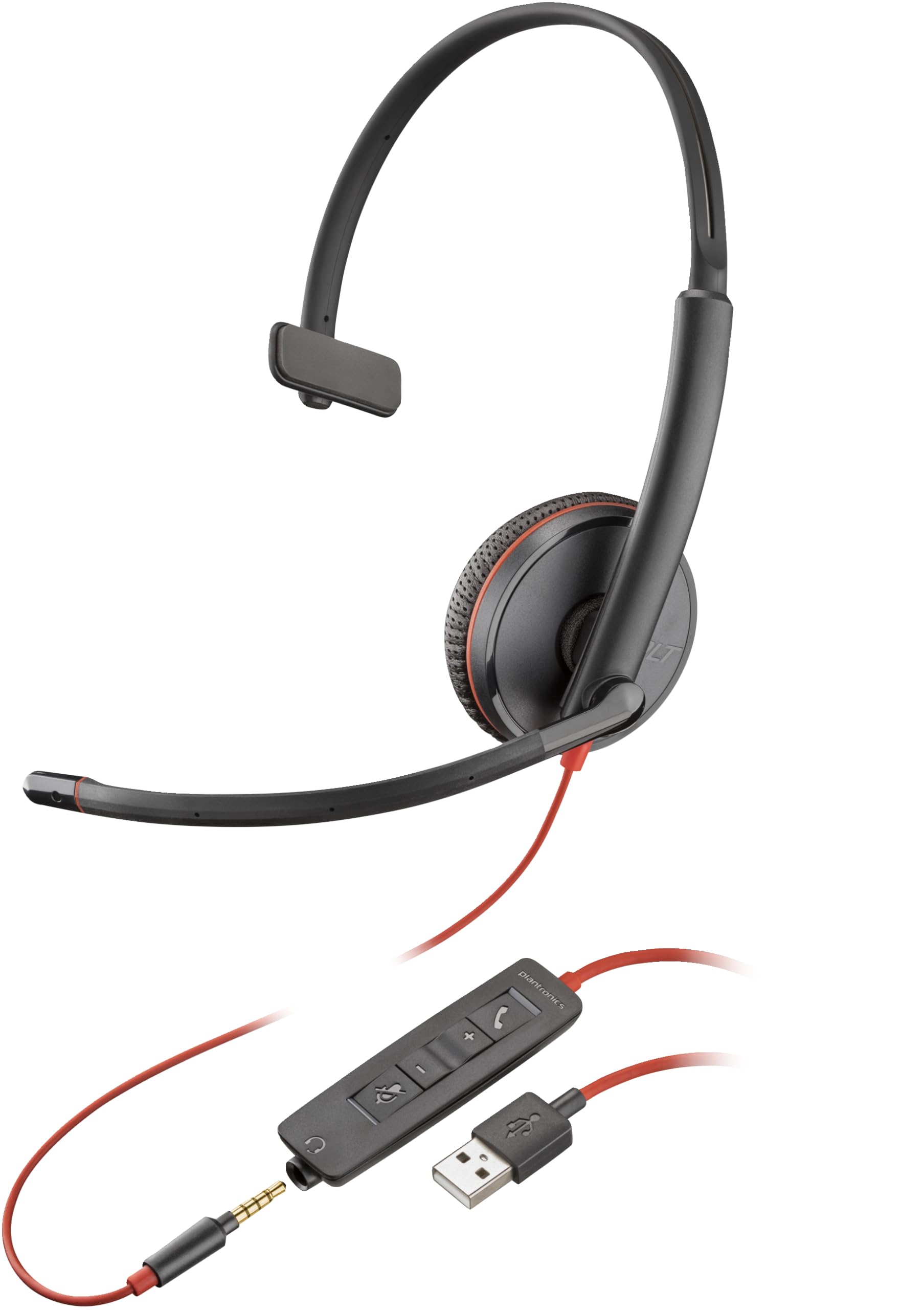 Plantronics Blackwire 3200 Mono Corded UC Headset With USB & 3.5mm Smart Phone Connectivity