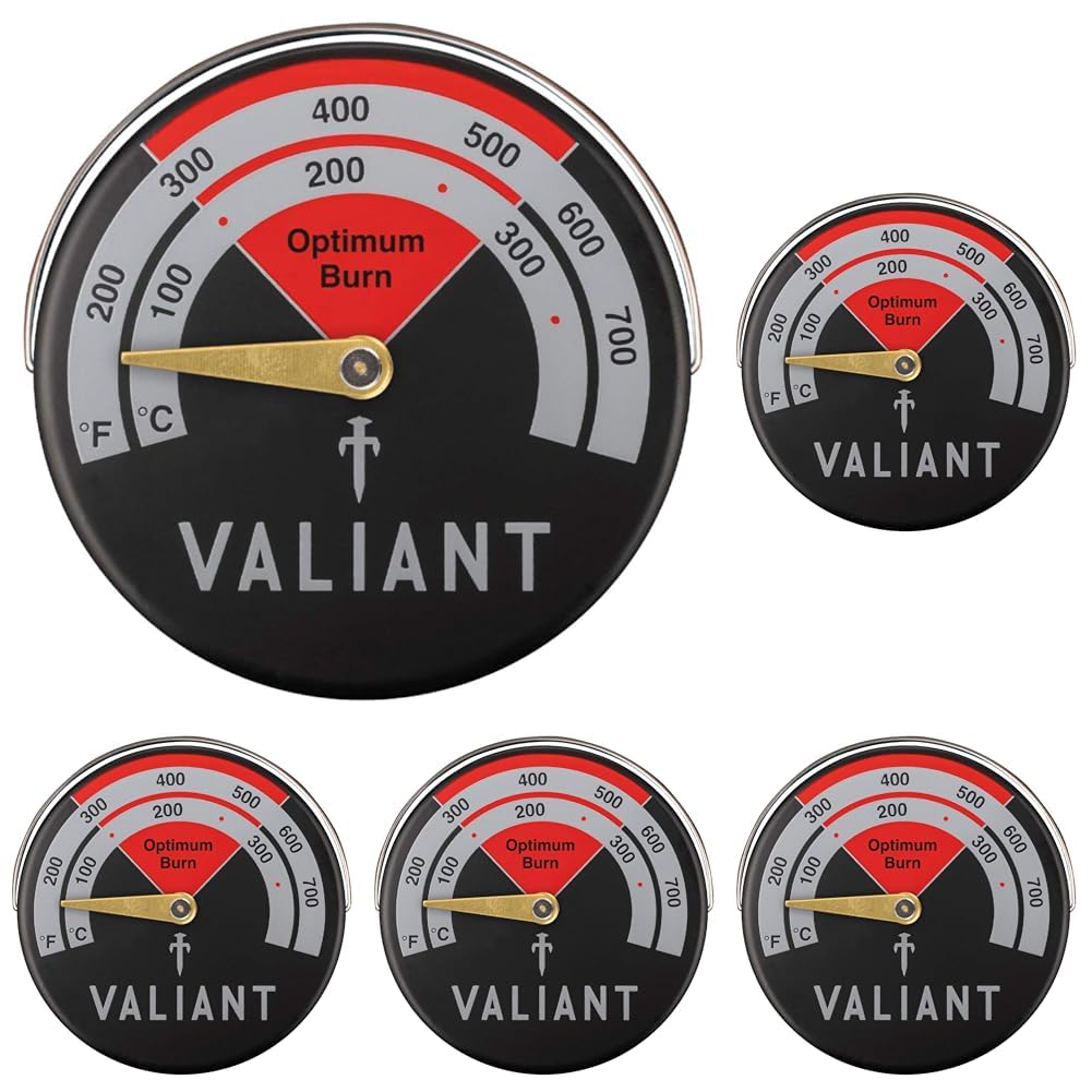 Valiant Magnetic Log Burner & Stove Thermometer-Red, 63mm (Pack of 5)