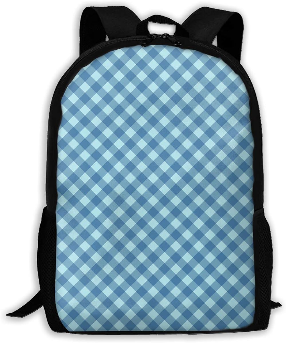 blue plaid backpack