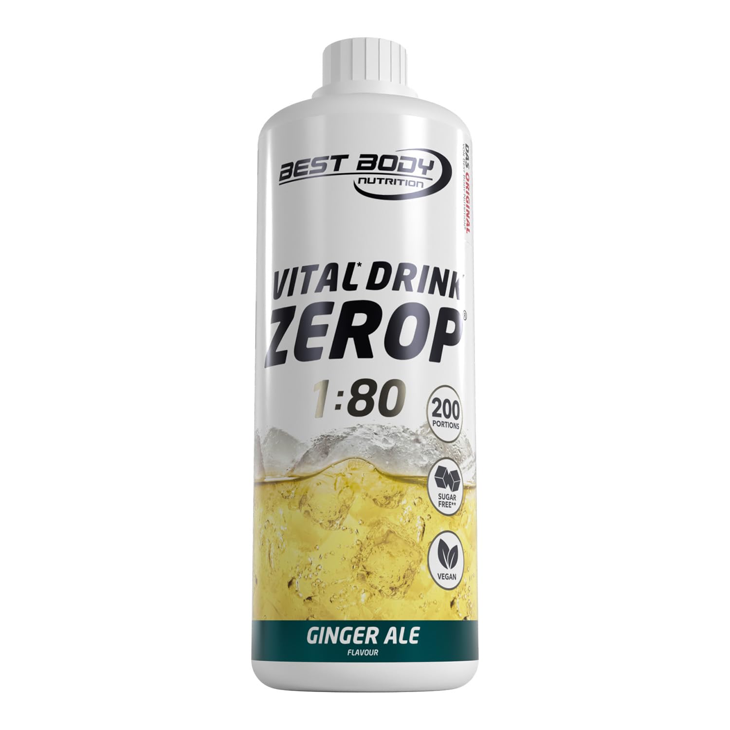 Best Body Nutrition ZEROP Vital Zuckerfreies Getränkekonzentrat Sirup Ginger Ale Ohne Aspartam 1 L ergibt 80 L Getränk Fitness Drink mit Vitaminen B1 B6 Niacin Kalorienarm Wassersprudler