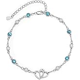 KoyeKei Anklet for Women 925 Sterling Silver Double Infinity Ankle Bracelet Waterproof Summer Jewelry Anniversary Birthday Gifts for Her