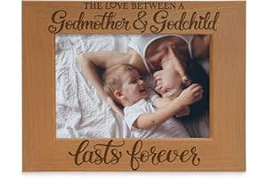 KATE POSH The Love between a Godmother and Godchild is Forever. Baptism Gifts, Gifts from Goddaughter, from Godson on my Baptism Day. Engraved Natural Wood Picture Frame (4x6-Horizontal)