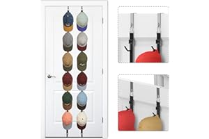 ETOWIFA Hat Rack for Door, Hat Holder over the Door Hats Organizer for Baseball Caps, Hat Hanger for Closet, 12 Hooks Cap Organizer on Wall for Storage & Display - 2 Pack