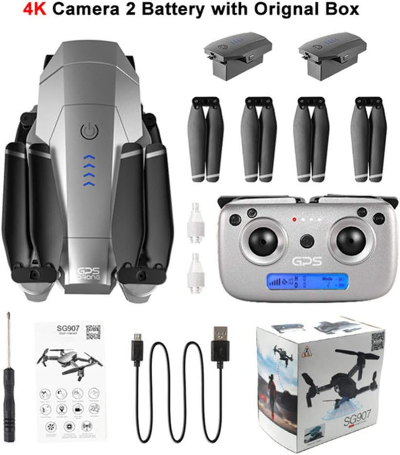 s61Ylu Mini Drone SG907 GPS Drone with 4K 1080P HD Dual Camera 5G WiFi RC Quadcopter Optical Flow Positioning Foldable Mini Drone VS E520S E58 (Color Box 4K Two-Battery)