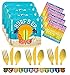 Pool Party Supplies for 16 - Surfs Up Dude Beach Bum Swimming Themed Summer Birthday Kit - Plates, Napkins, Cutlery, Banner, Tablecloth, Beach Games Ideas Activity Page Bundle