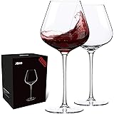 Hand Blown Italian Style Crystal Burgundy Wine Glasses - Lead-Free Premium Crystal Clear Glass - Set of 2 - 21 Ounce - Gift-B