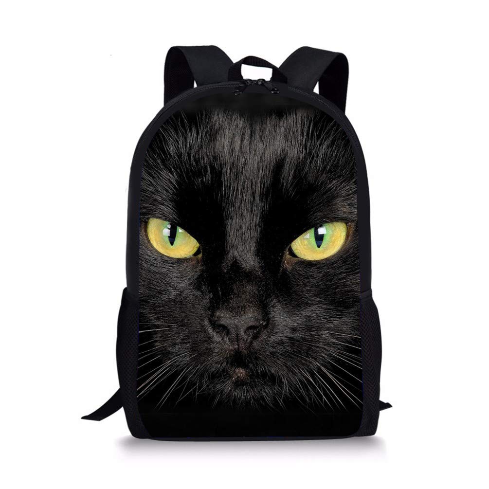 Showudesigns Cat Print School Bag Unisex Teen Boys School Backpacks for Girls 10-14 Years Old Books for Party Bags Black