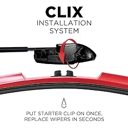 ClixWipers 22" + 22" (Set of 2) Red All Weather