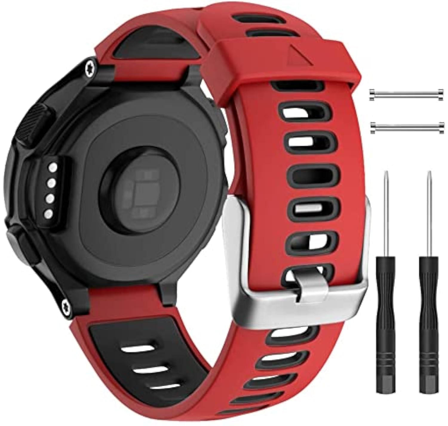Fleshy Leaf Watch Strap for Garmin Forerunner 735XT 235 235Lite 230 220 620 630, Soft Silicone Replacement Band for Approach S20 S5 S6 Watch Accessory (Red-Black)