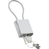 Kabinge Cable Padlock Free Adjustable Lock 3 Keys, 1.15ft/0.35m Silver | Steel Cable 1/6"(4mm)Diameter, Lock &amp; Secure, Weatherproof for Bikes, Lockers, Gate, Fence, Shed, Outdoor Equipment etc