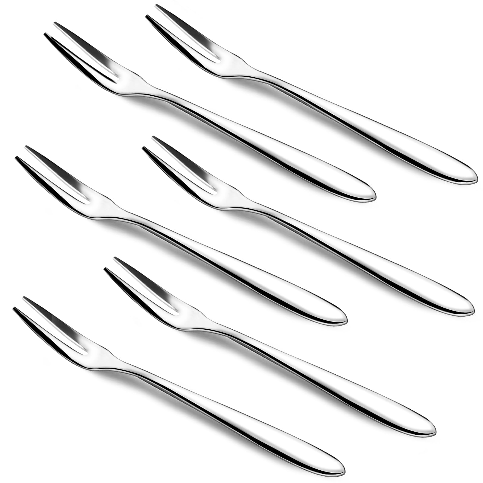 Photo 1 of 6pcs Quality Stainless Steel Forks Gift Sets for Olives Prawns Antipasti Cheese Dessert Cake Fruit Salad Appetizer Cocktail Crab Escargot, Cute Silver Metal Forks Mirror-Polished Dishwasher-Safe