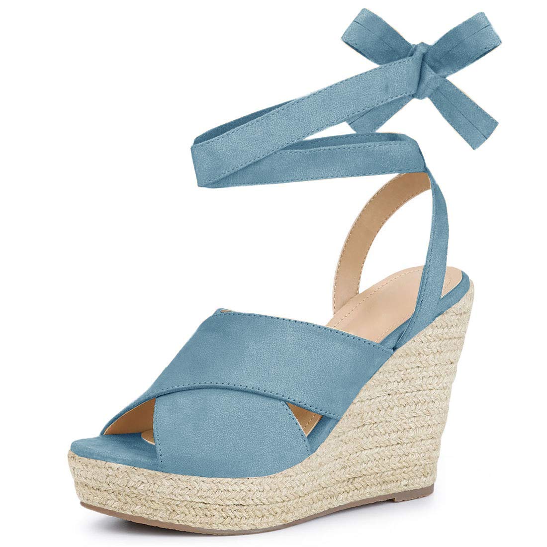 Ladies Sandals Tie Up Espadrille Platform Sandals Flatform