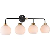 Aspen Creative 62337-50-4, Four-Light Metal Bathroom Vanity Wall Light Fixture, 35-1/4" Wide, Transitional Design in Matte Bl