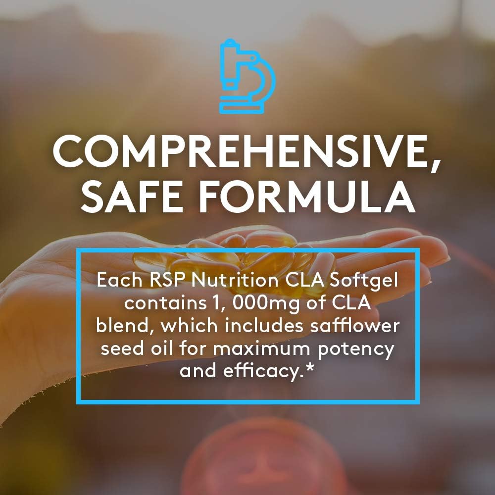 RSP CLA 1000 Conjugated Linoleic Acid Max Strength Softgels, Natural Stimulant Free Weight Loss Supplement, Fat Burner for Men & Women, 180 Ct. (Packaging May Vary): Health & Personal Care