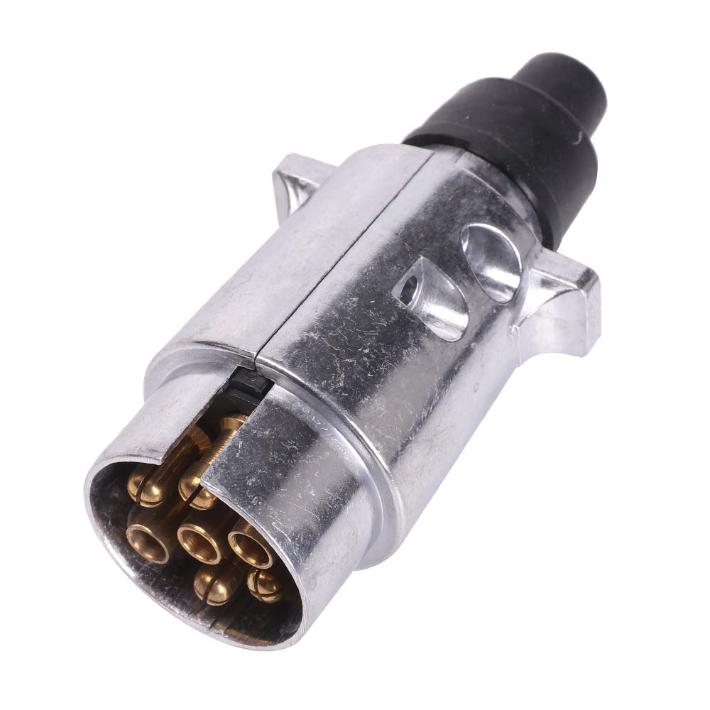 AOHEWEI Towbar Electrics Trailer Plug 7 Pin Metal Aluminium Alloy 7 Way Car Lights Connectors for Boats RV Caravan or Other Commercial Vehicle