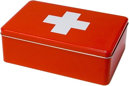 Caja lata Botiquin metal rojo 20,2X13,2X6,7 Cm: Amazon.es: Hogar