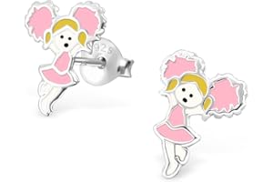 ICYROSE 925 Sterling Silver Light Pink Enamel Cheerleader Stud Earrings 31255 (Nickel Free)