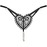 Pearl G String Underwear Women Heart Print Panties Cute Briefs Breathable Tangas Tummy Control Underpants Soft Thongs